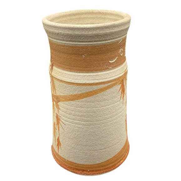 Vintage A La Carte Handcrafted Textured Ceramic Vase With Bamboo Design Signed 1 - Picture 4 of 7